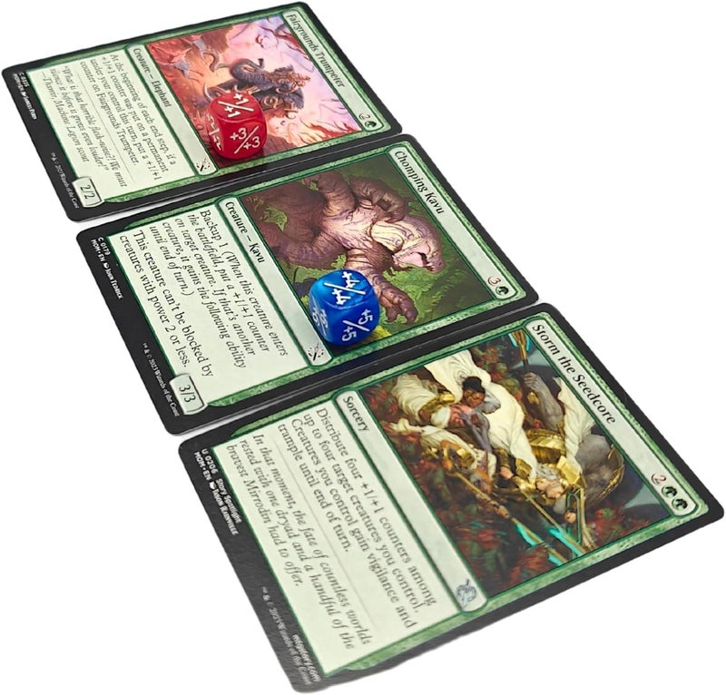 Futhark MTG Counter Dice Set - 25 Compact Multicolored Acrylic Dice with Plus/Minus Counters - Easy to Carry & Easy to Read - Accessories for Magic: The Gathering - Image 2